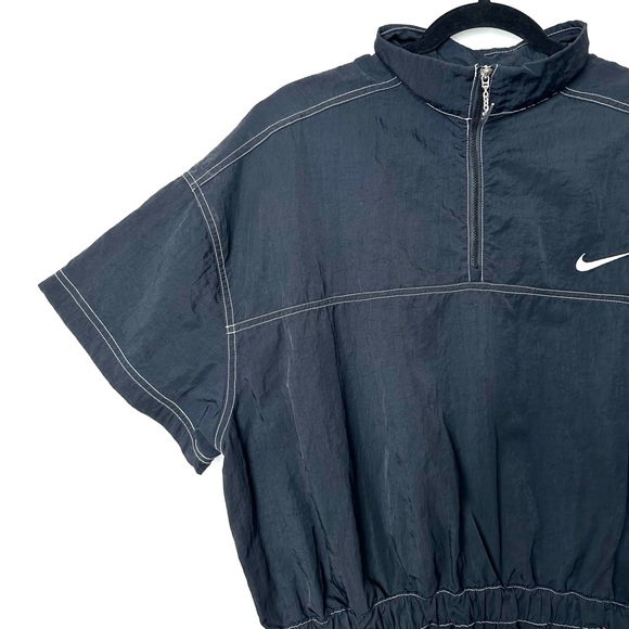 Nike Swish Tennis Prep Short Sleeve 1/4 Zip Elastic Waist Windbreaker Mini Dress - Picture 11 of 16